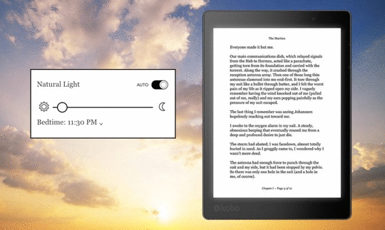 ComfortLight Pro blue light control in Kobo Aura One and Kobo Aura H2O Edition 2 2017