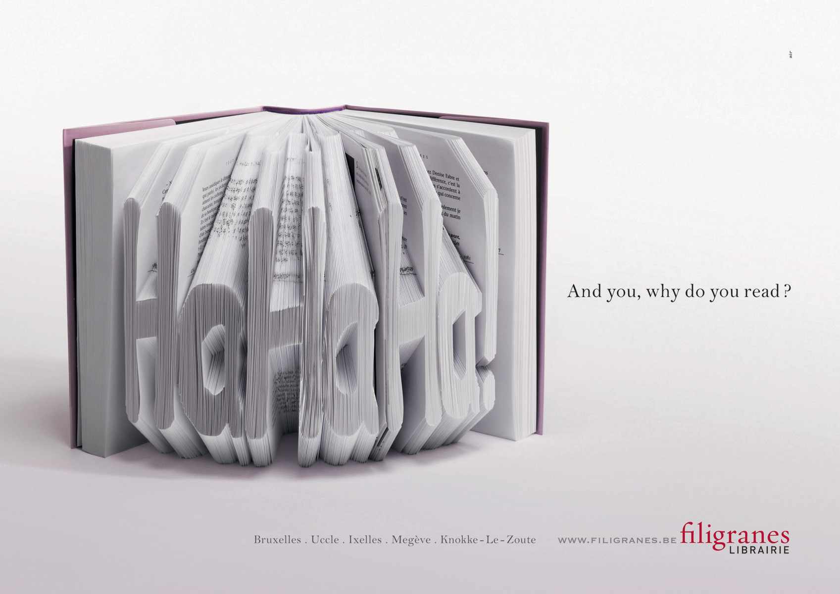 Ads for bookstores - Filigranes - Hahaha