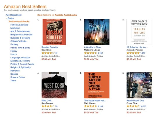 Bestsellers in Audible audiobooks