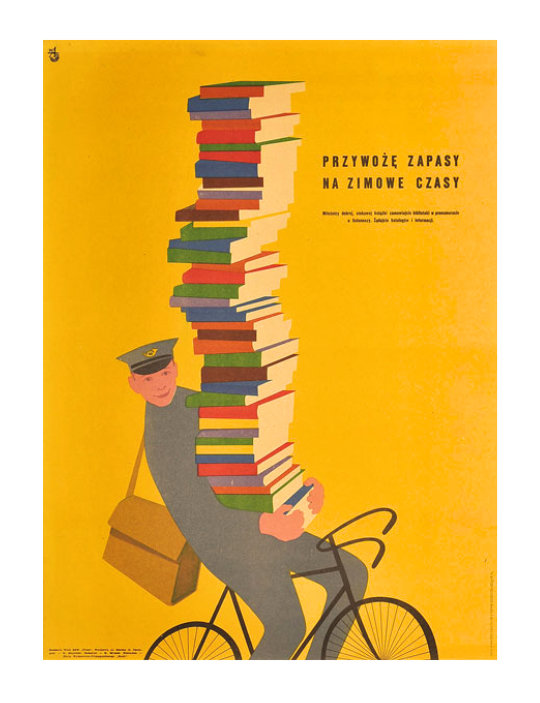 Polish poster from 1955 - Book supplies for winter