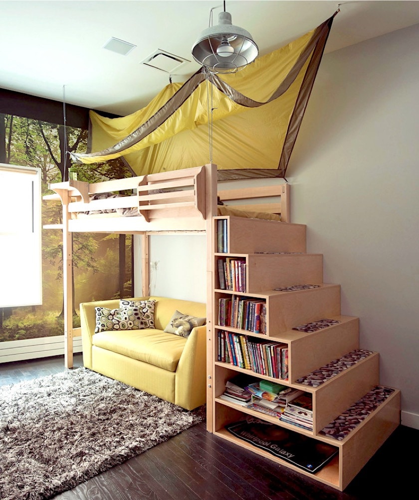Creative library in boys room - home library ideas