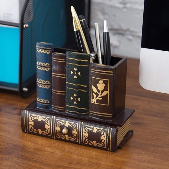 Decorative home accessories that look like books - MyGift pencil holder