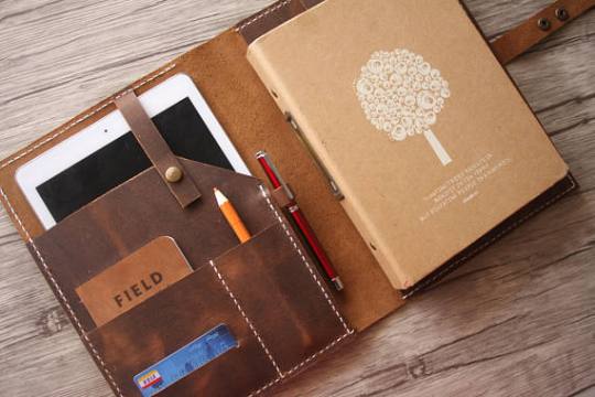 Distressed leather iPad Pro sleeve - perfect for reading real and electronic books
