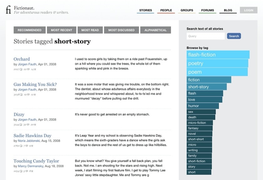 Fictionaut - the best short stories online