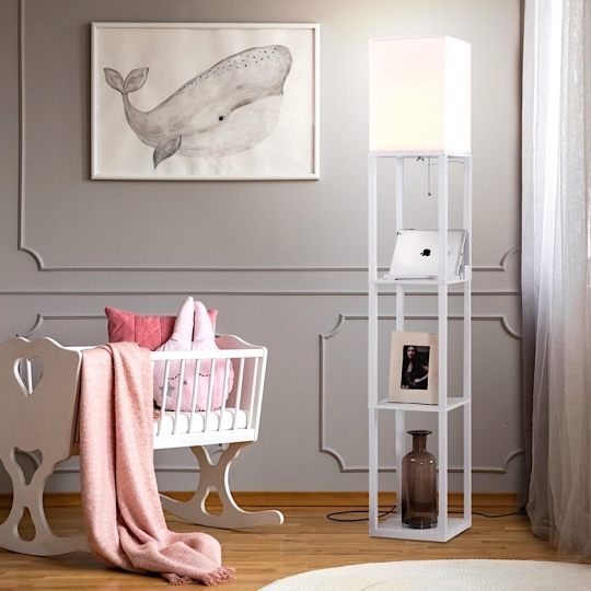Floor lamp with bookshelf - ideas for reading nook