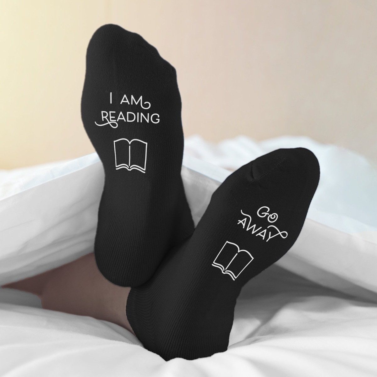 Go away I am reading socks - best apparel for booknerds