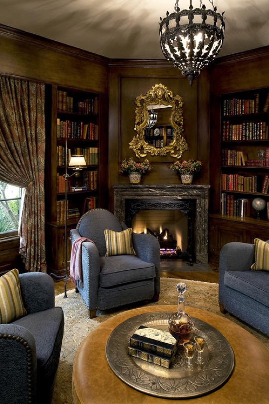 Victorian family room and library