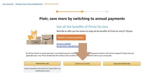 How to cancel Amazon Prime membership - step 2