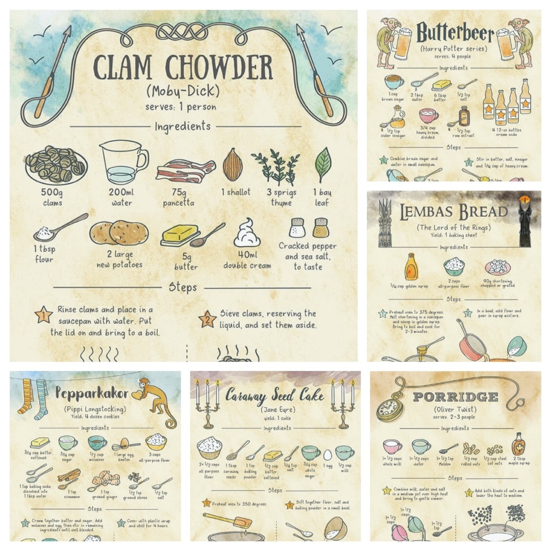 These lovely visuals show how to make 7 famous literary dishes