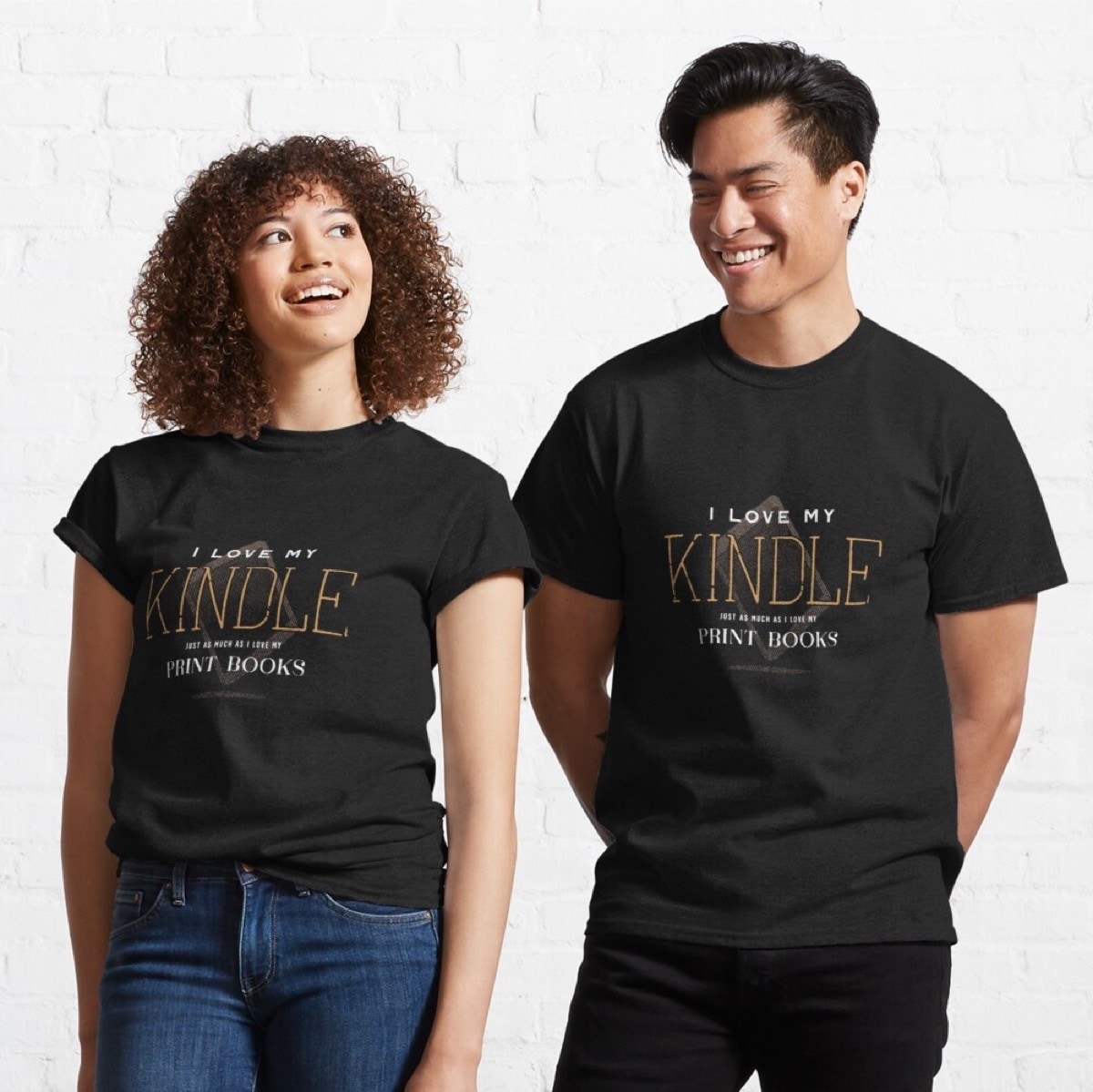 I love my Kindle and print books tshirt - clothes for modern book geeks