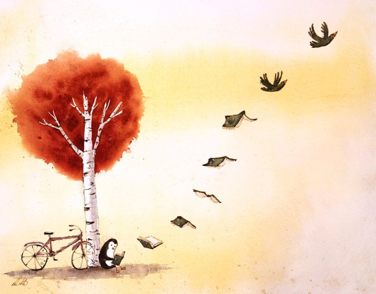 Illustrations about books - Lee White - Books make you fly