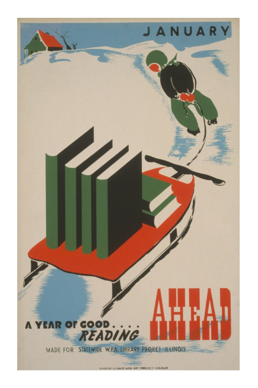Retro book posters: January. A year of good reading ahead