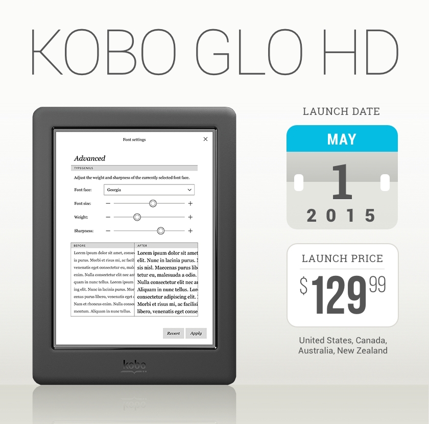 Kobo Glo HD: tech specs, reviews, comparisons, and pictures