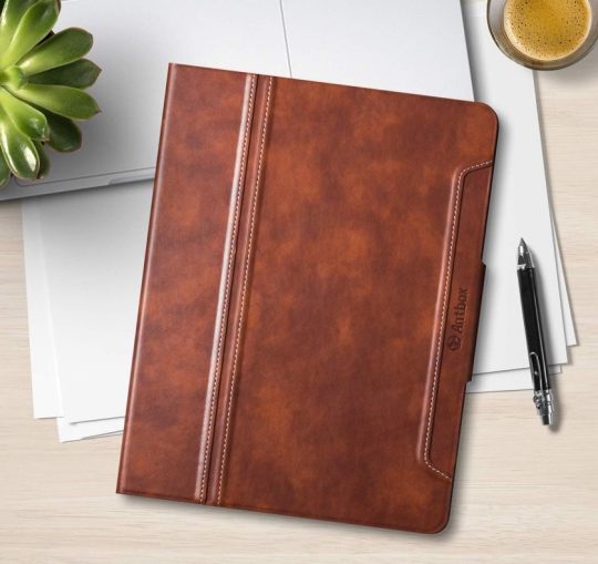 Leather book-like iPad Air 2019 folio case - best iPad cases for reading books