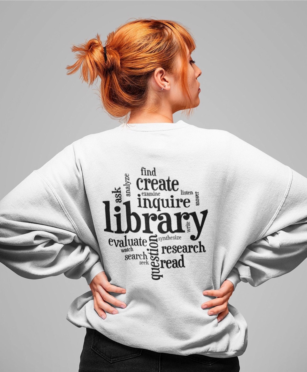 Library word cloud sweatshirt - bookish apparel