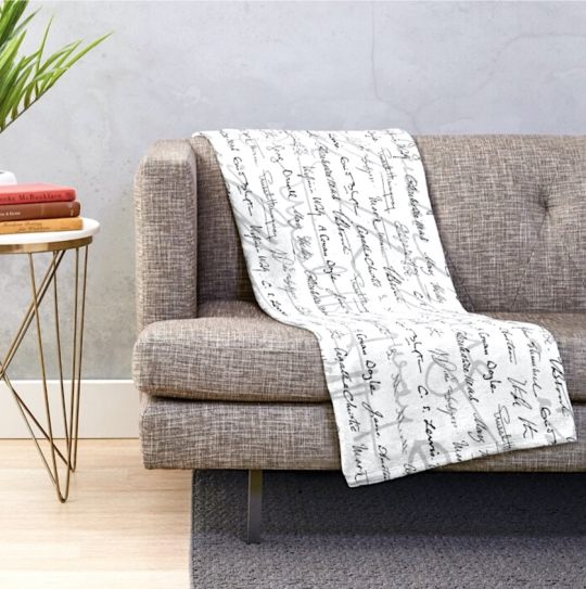 Literary throw blanket for reading nook