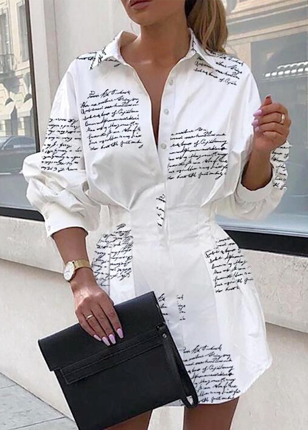 Mini shirt dress with handwritten literary quotes - literary fashion