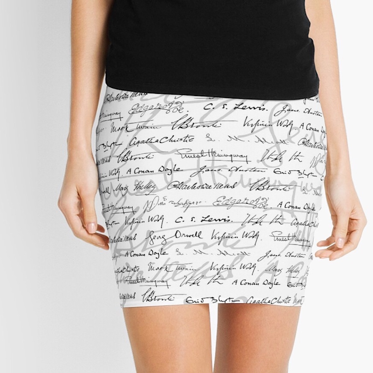 Mini skirt with book signatures - best book apparel