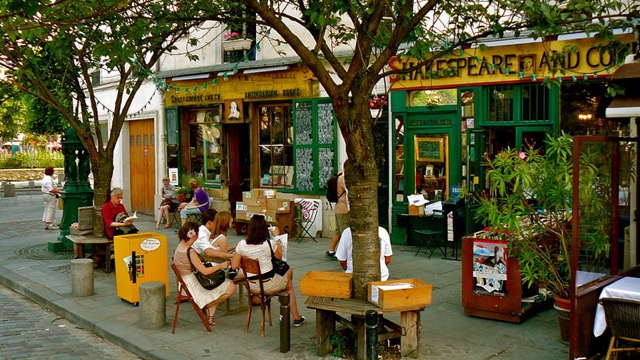 Outside Shakespeare and Company in Paris