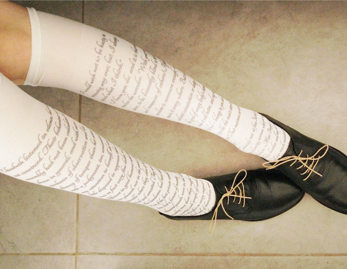 Pride and Prejudice text socks - fashion for bookworms