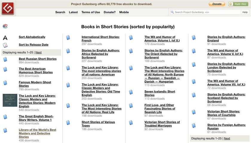 Project Gutenberg - read classic short stories online free