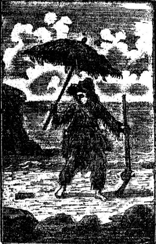 Robinson Crusoe struck with confusion and horror, at seeing the print of a man's foot upon the sand.