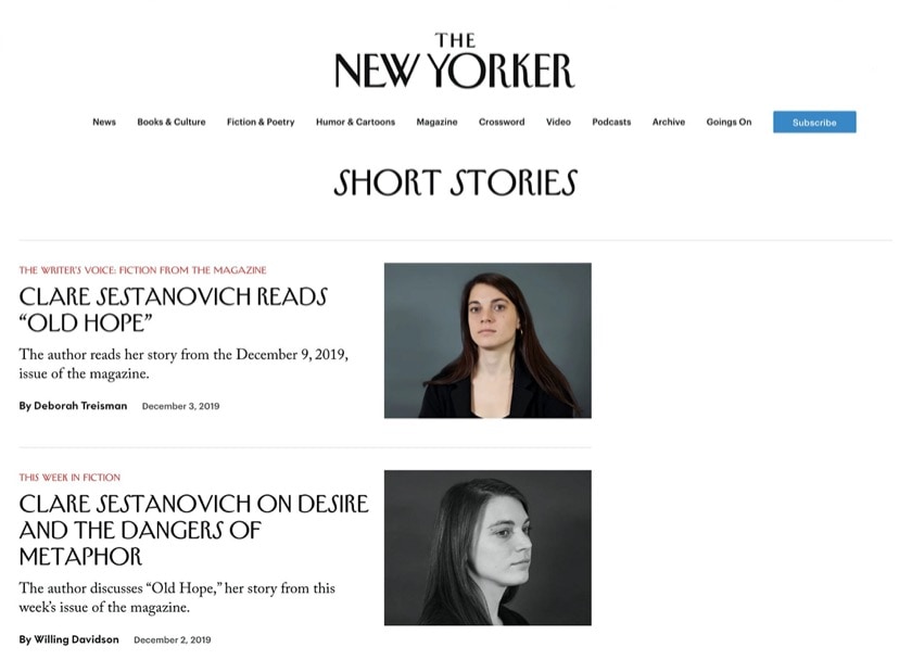 The New Yorker - best sites to read short stories online