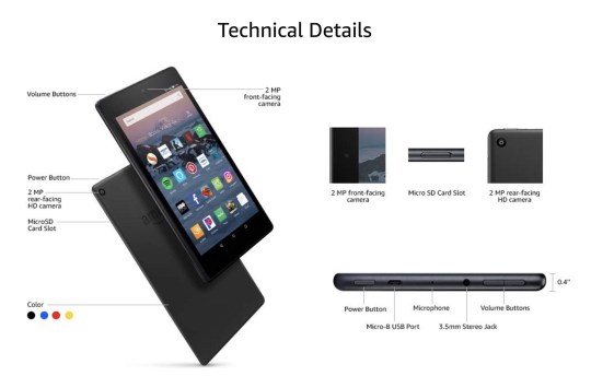 The newest Fire HD 8 tablet released in 2018 - technical details