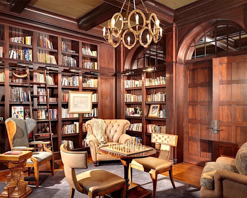 Traditional walnut paneled library - best home library ideas