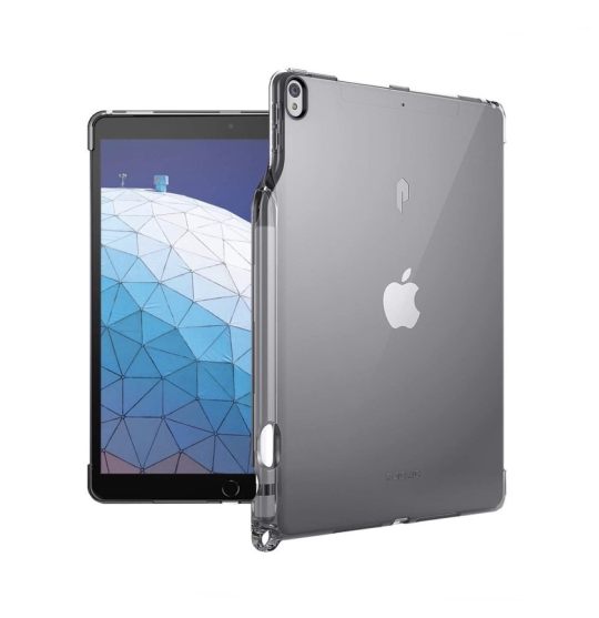 Transparent back shell iPad Air case with Apple Pencil holder