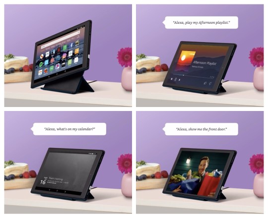 When put to Show Mode Charging Dock Amazon Fire HD 8 2018 listens to your Alexa commands hands-free
