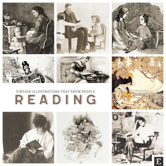 Wonderful vintage illustrations that show people reading