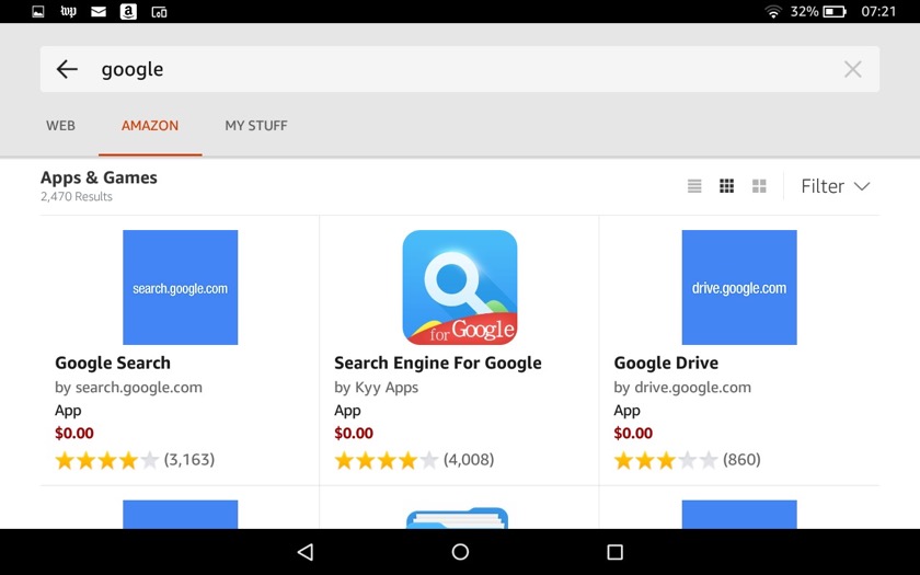 You won't find real Google apps in the Amazon App Store